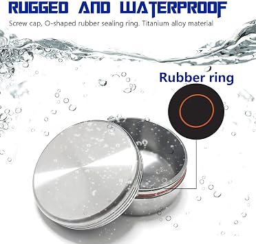 Titanium Waterproof Pill Case EDC Urgency Capsule Case Pocket Metal Box Camping Tiny Case, Silver