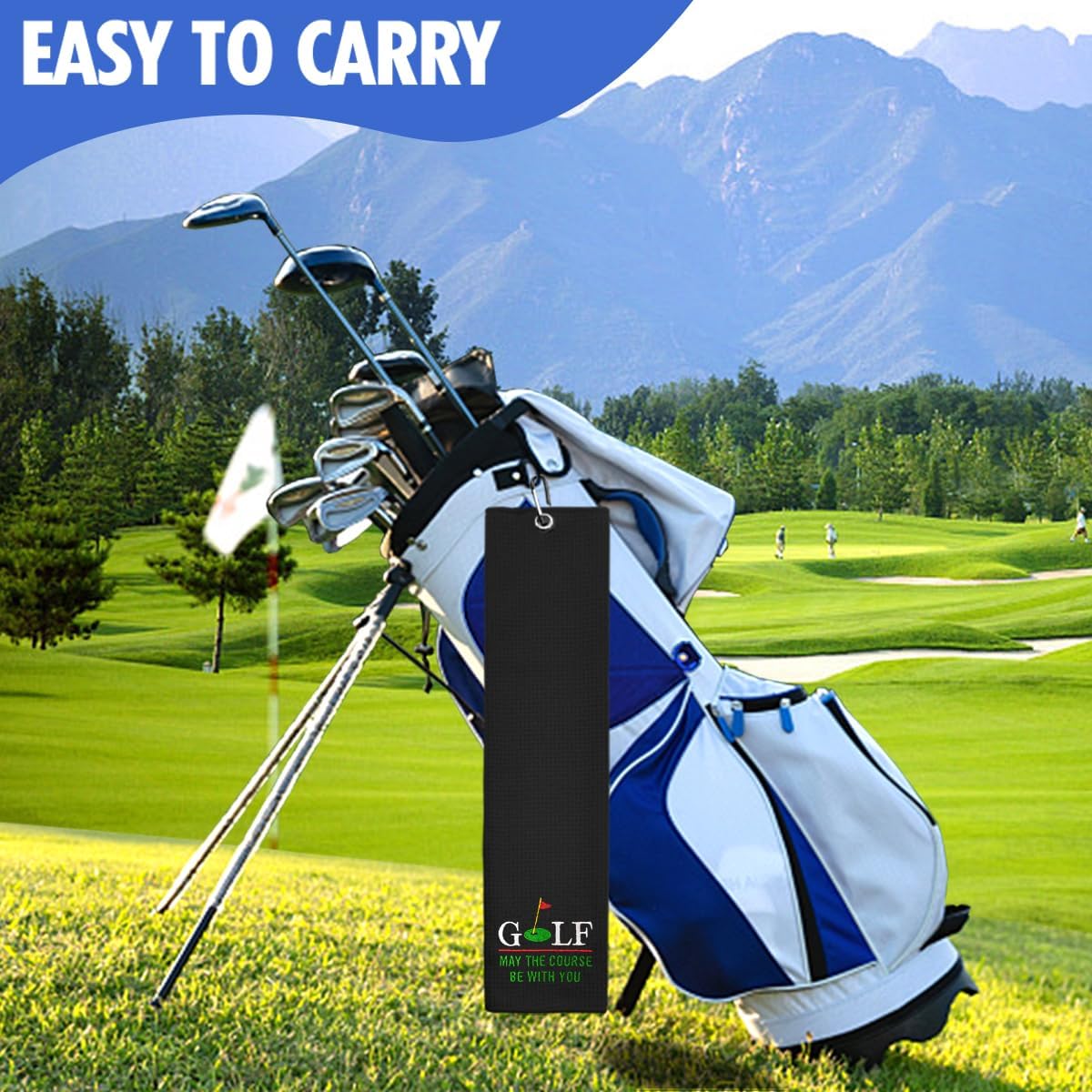 Hafhue Golf May The Course Be with You Embroidered Towel, Golf Gifts for Him or Her, Retirement Gifts for Dad, Golfs Accessory for Golfs Bags, Funny Golf Gifts for Men on National Golf Day - Image 4