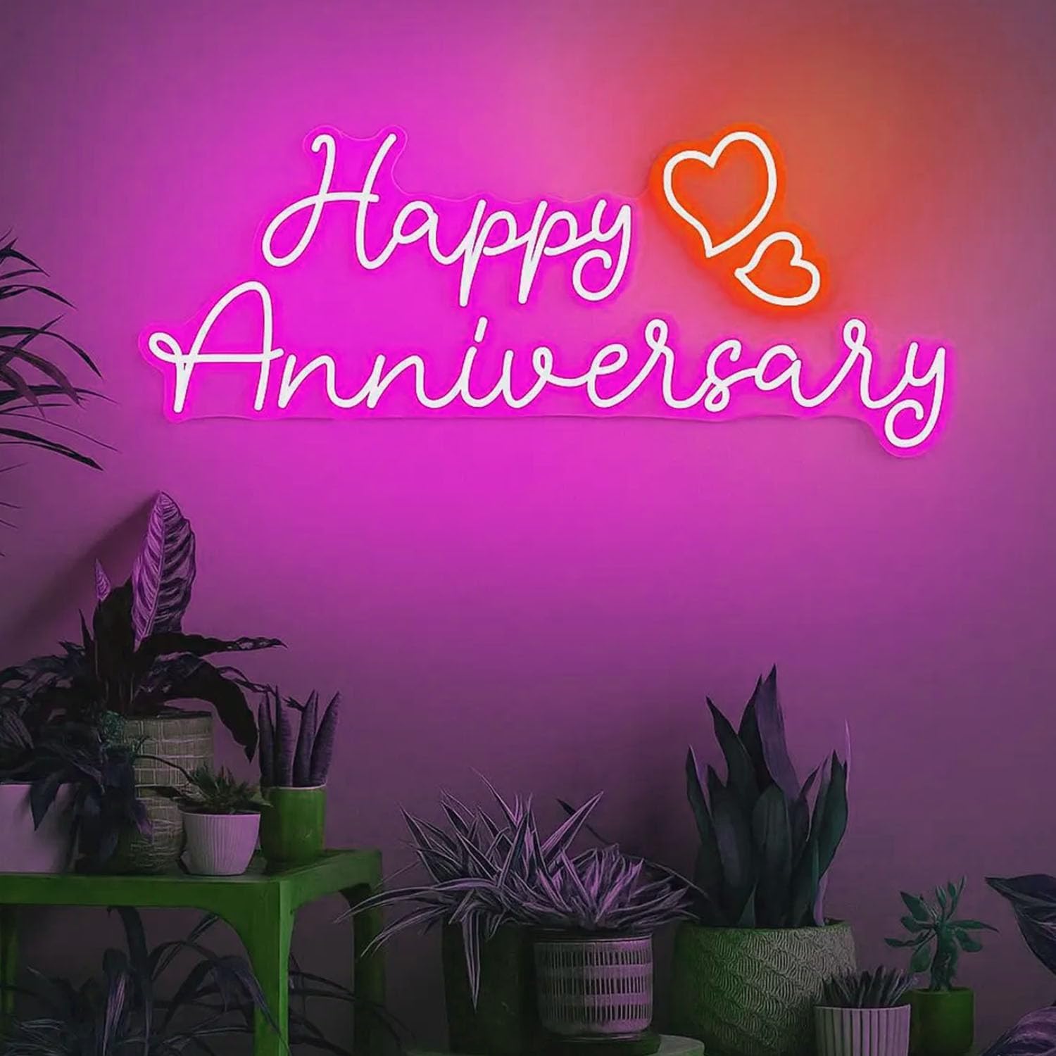 Neon z okazji rocznicy ślubu, romantyczny prezent LED dla męża i żony