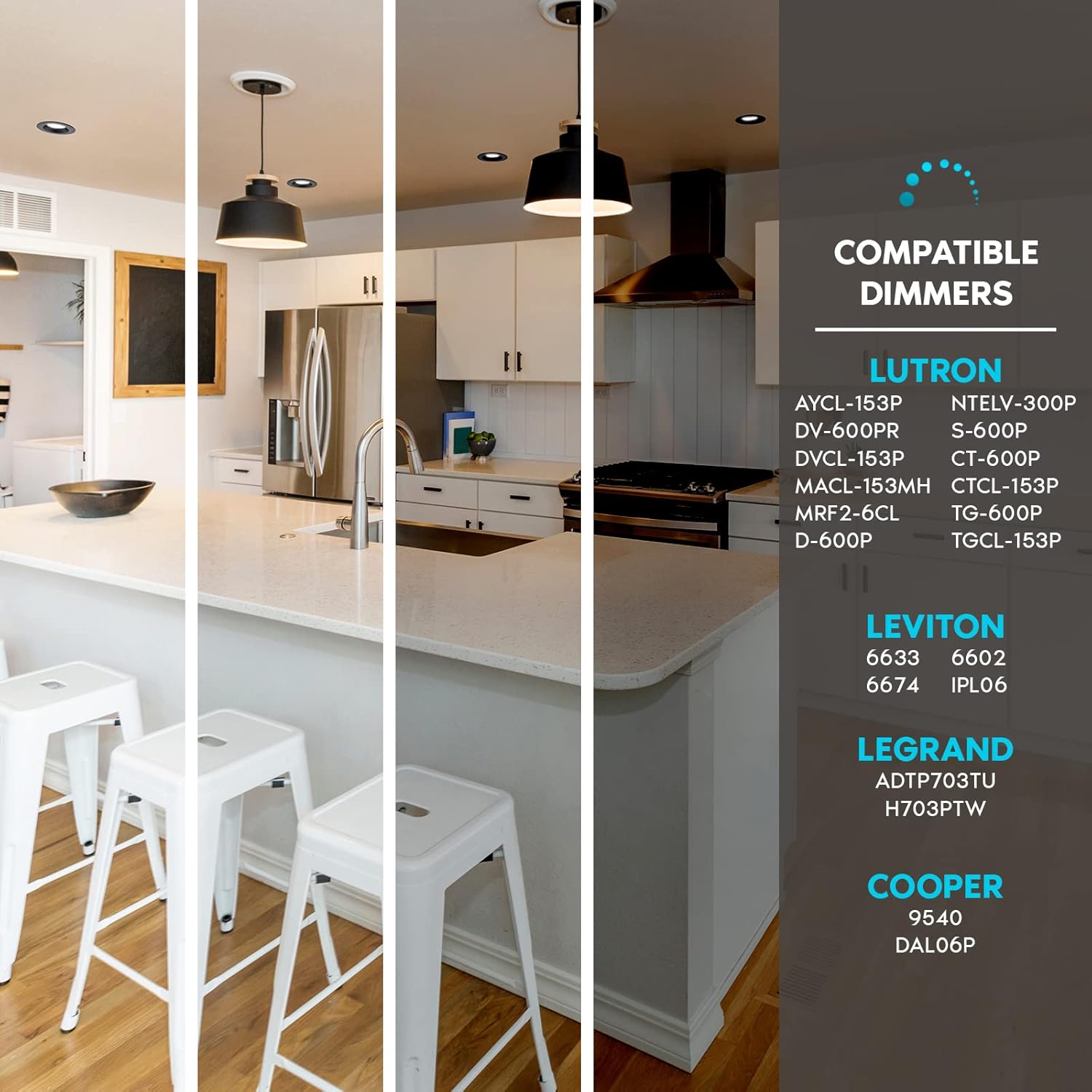 LUXRITE 4 Inch LED Recessed Lighting with Junction Box, 18W, CRI 90, 5 Color Selectable 2700K-5000K, 1500 Lumens, Regressed LED Downlight, 40° Beam, Dimmable, Wet Rated, IC Rated - Black (4 Pack) - Image 5