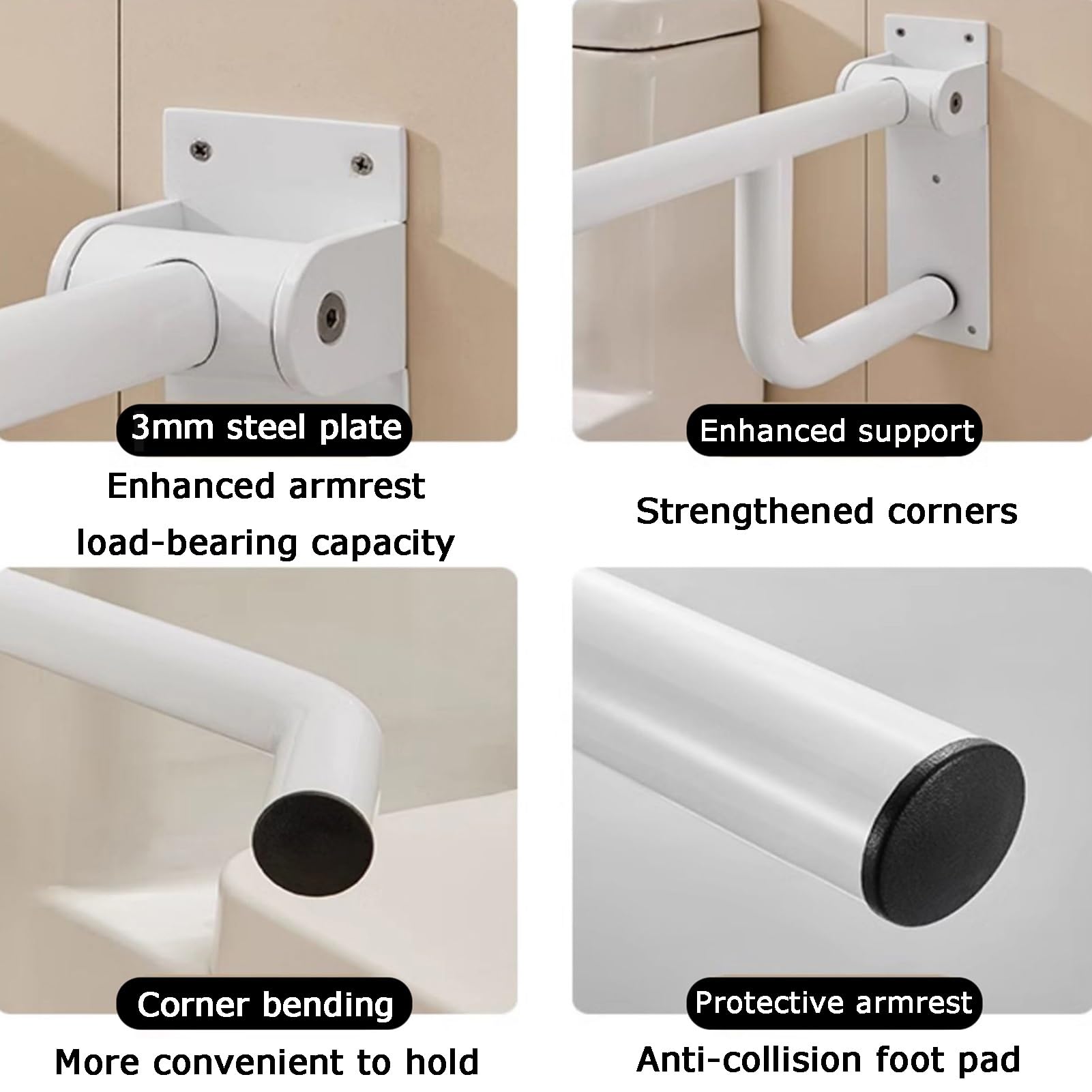 Maniglioni For Il Bagno, Barra Di Sicurezza Con Diametro 'impugnatura Di 3,5 Cm, Maniglia Di Sicurezza Pieghevole Di 90° For WC, For Anziani