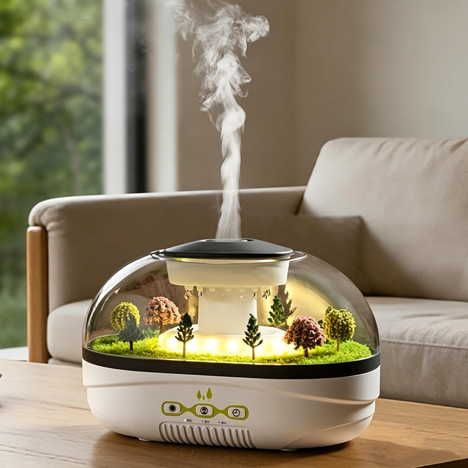 Raindrop Aroma Diffuser 400ML Humidifier - Quiet Essential Oil Diffuser with 2/4H Timer, Warm Night Light, Fine Mist for Bedroom Office Home, Creative Micro Landscape Design, Auto Shut-Off