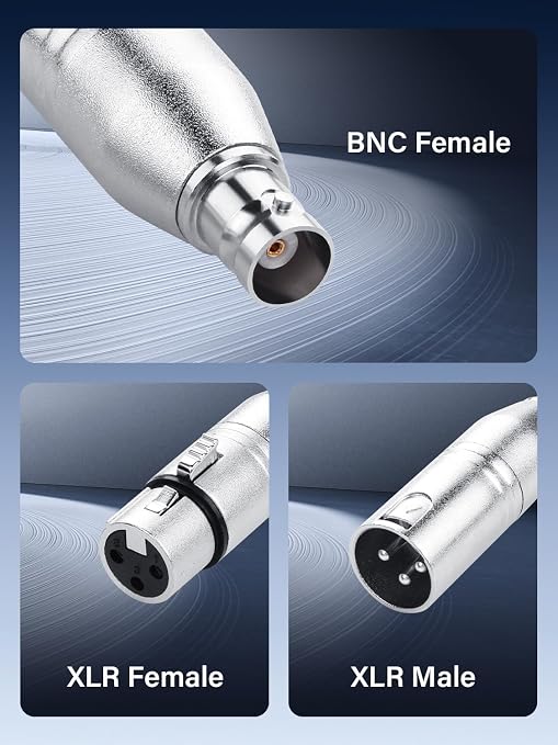 Conector XLR hembra a BNC hembra y XLR macho a BNC hembra miniatura 2