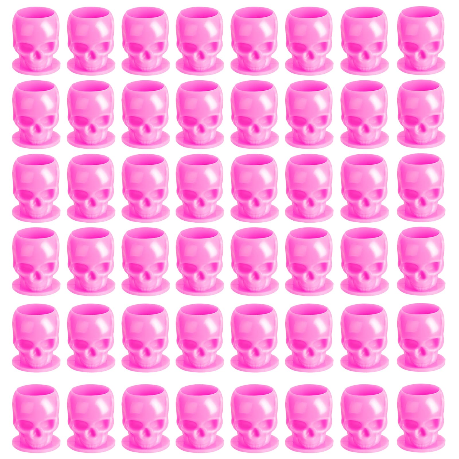 Bohue 100pcs Skull Shaped Tattoo Ink Cups Large Tattoo Ink Cups with Base Self-Stand Container Plastic Pigment Caps Cups for Ink