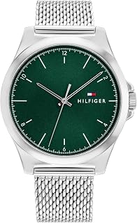 Quartz Green Dial Stainless Steel Strap Watch for Men