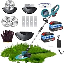 1280W Electric Weed Wacker Cordless Grass Trimmer with Wheel,Lightweight Weed Eater Battery Powered,Powerful Weed Trimmer/String Trimmer/Brush Cutter/Mower,Grass Cutter/Lawn Edger for Garden