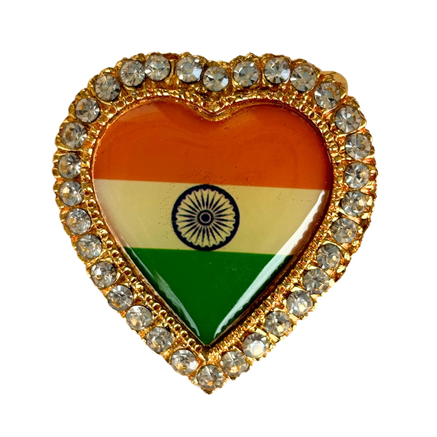 Salvus App SOLUTIONS Indian Flag Badge with Stone Work | Heart Shape, Indian Flag Lapel Pin Brooch to wear on Shirt,T-Shirt, Saree and Coat (B07MGGZHFL) Amazon Price History, Amazon Price Tracker