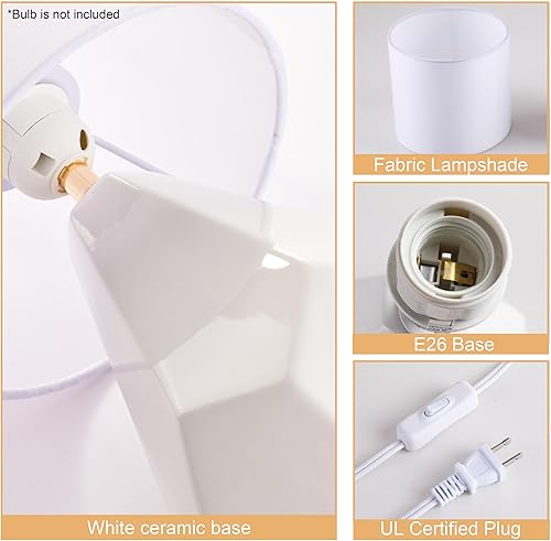 Miniatura 5 de Lámpara de mesa de cerámica, lámparas de noche geométricas con pantalla de tela, moderna lámpara de mesita de noche pequeña para dormitorio, sala de