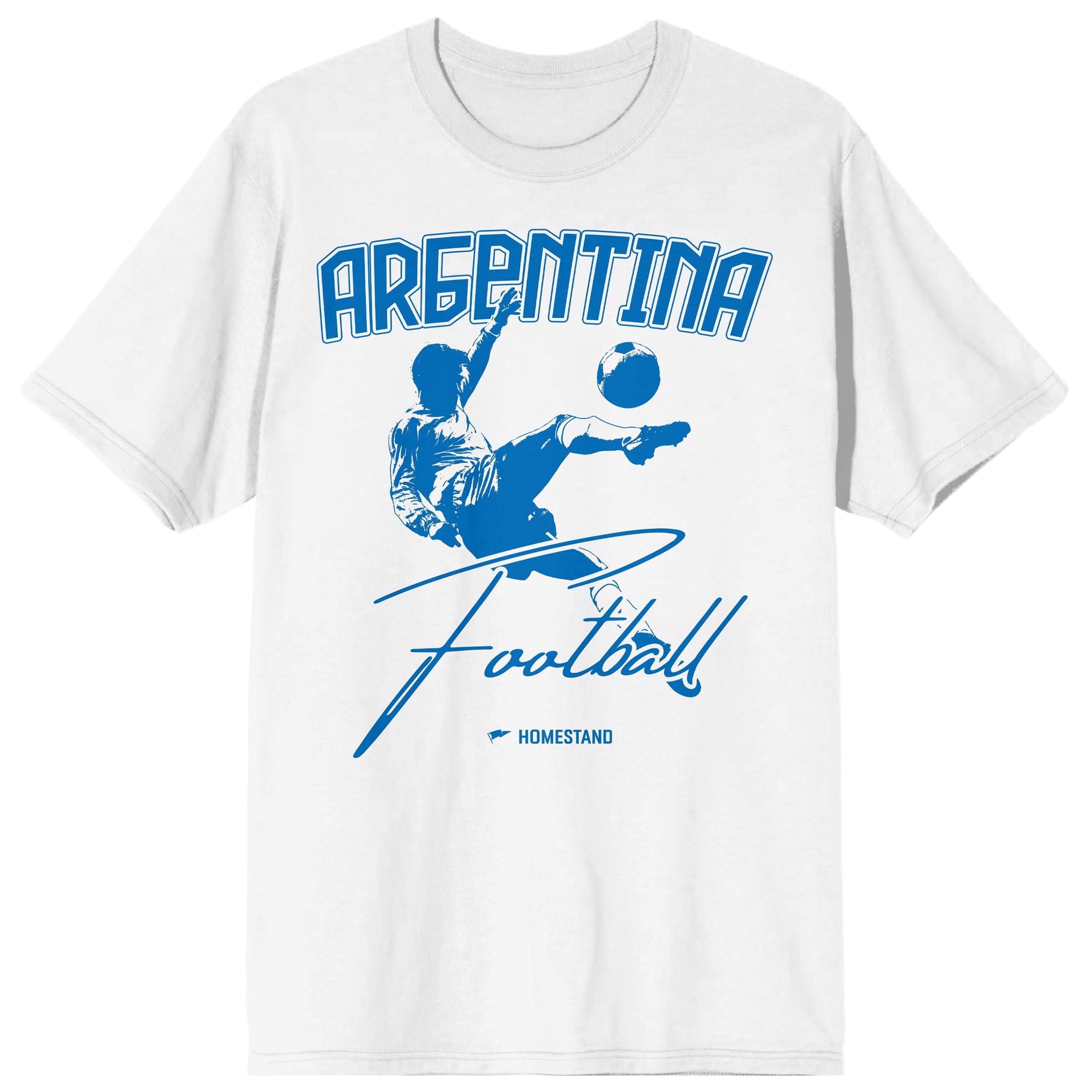 Argentina Football Adult White Crew Neck Short Sleeve T-Shirt