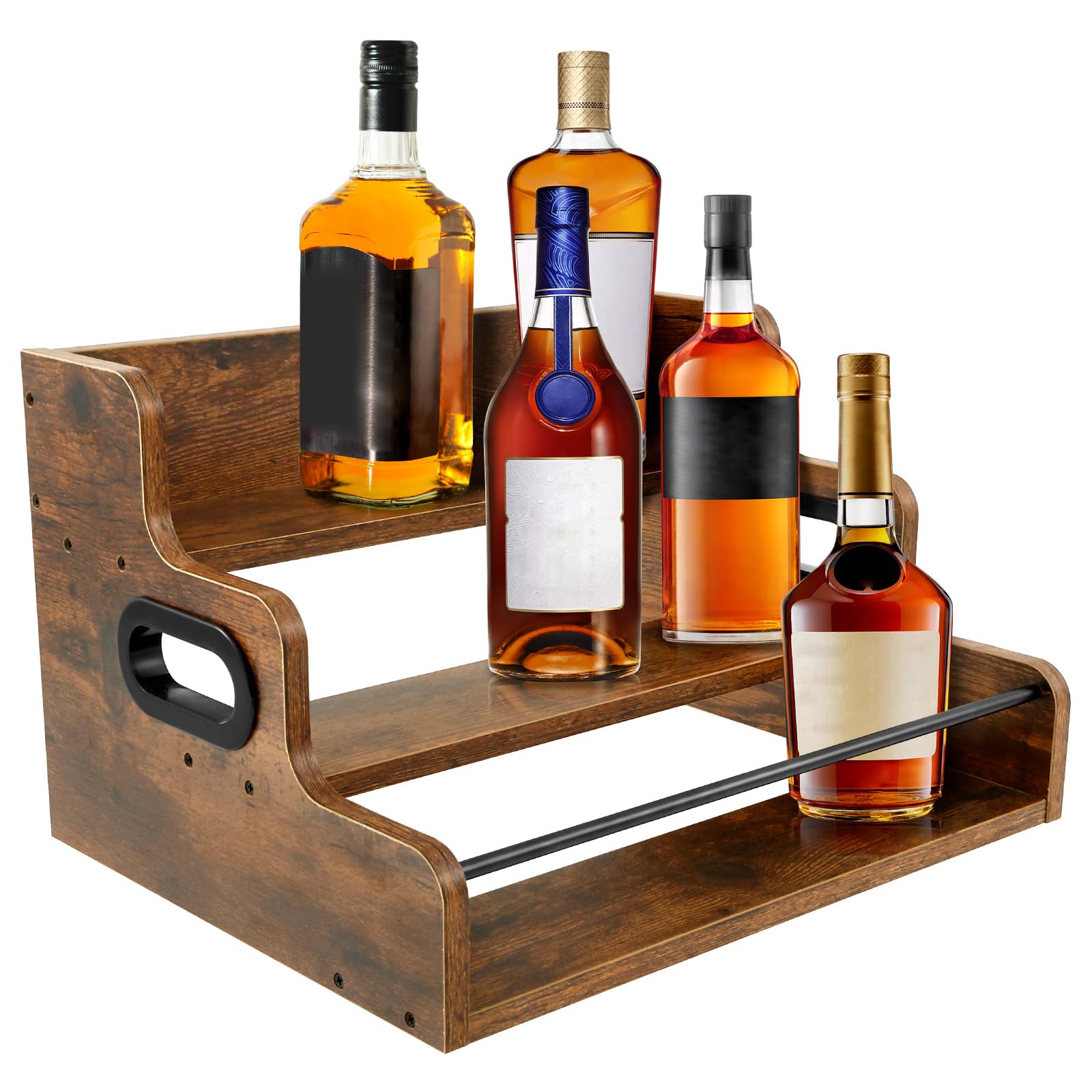 Butory BUTORY 3 Tier Liquor Bottle Display Shelf, 3 Step Countertop Liquor ...