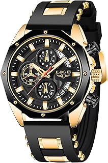 Herren Uhren Armbanduhr Herren wasserdichte Retro Uhr Leuchtendes Chronograph Schwarz Silikonarmband Quarz Analog Herrenuhren mit Datum Vintage Watches Geschenk für Männer