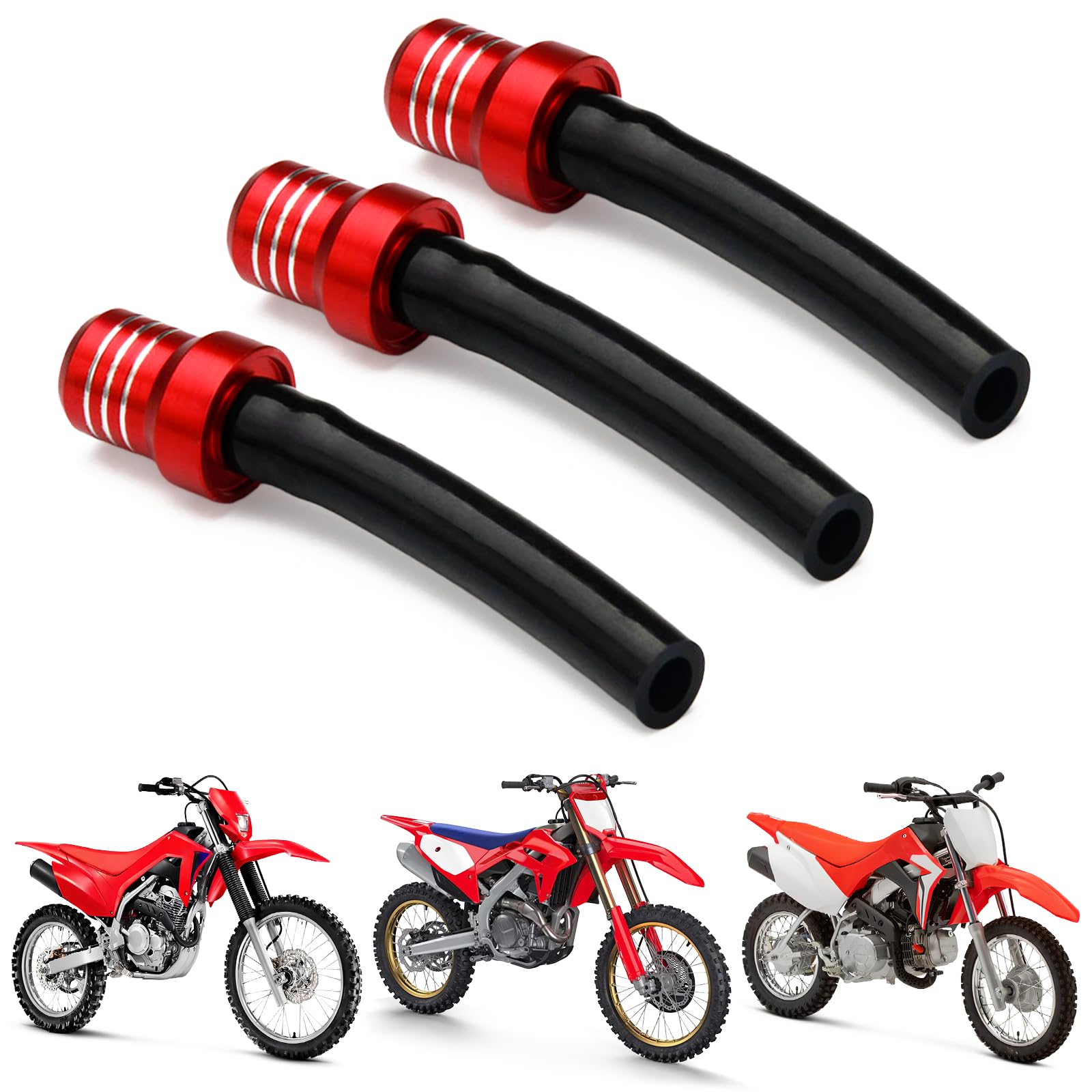 Dirt Bike Gas Cap Vent Hose 3 Pcs Fuel Tank Valve Tube Breather CNC Universal for 50-450cc CRF XR CR SSR TRX ATV Dirt Pit Bike Red