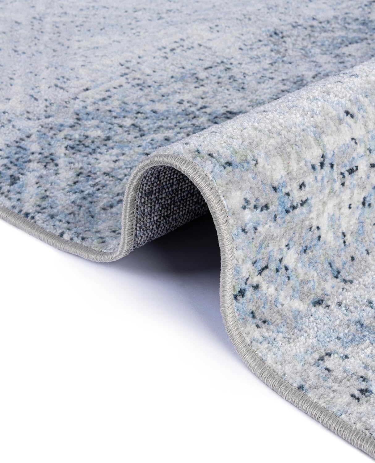 Rugs.com Kamala Washable Collection Rug – 9x12 Blue Medium-Pile Rug Perfect for Living Rooms, Large Dining Rooms, Open Floorplans