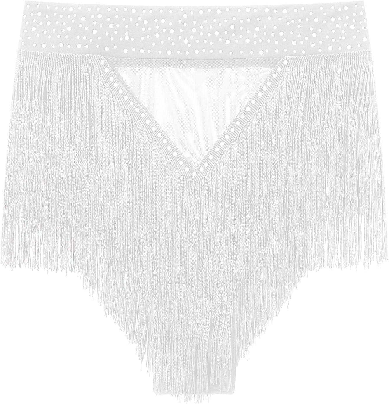 Women's Rhinestones Tassel Shorts Booty Dance Festival Bottoms High Waisted Samba Shorts