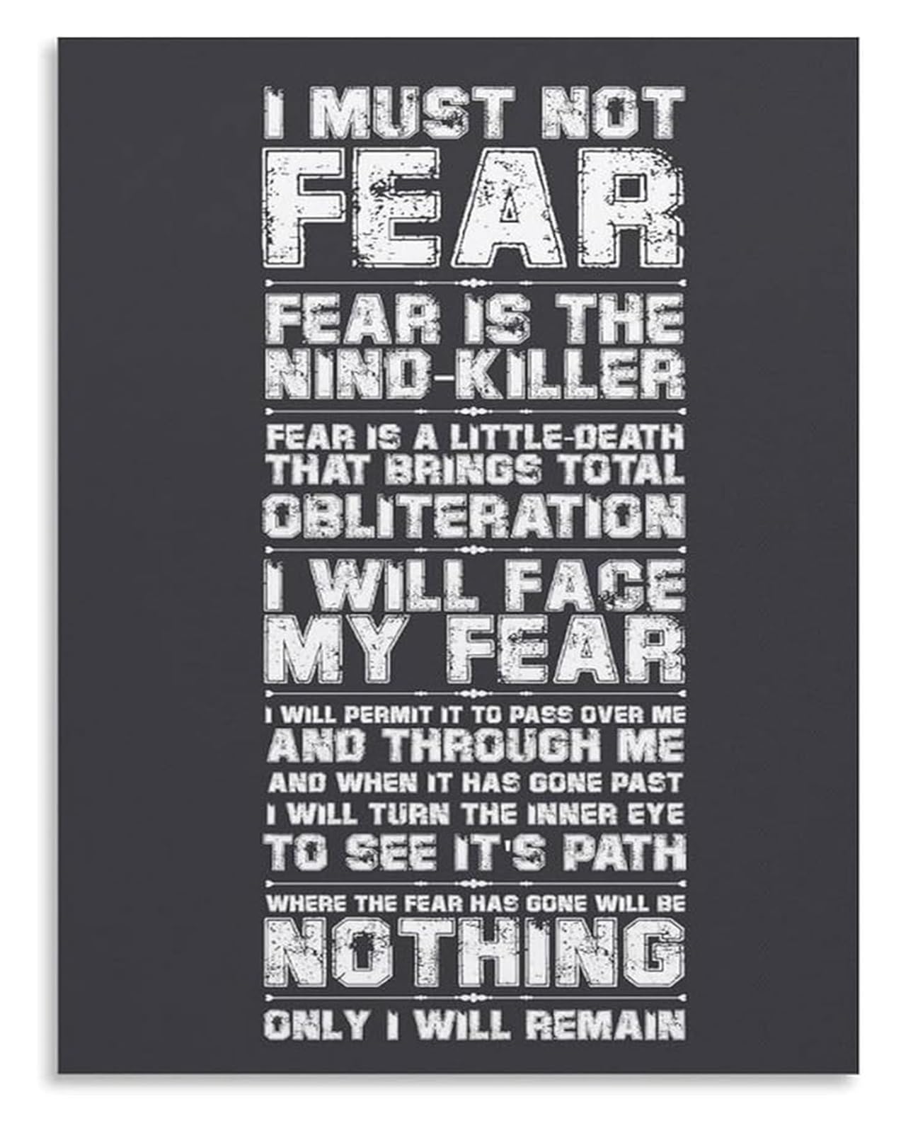 KCDFDVJFBM Mindset Wall-Art for Home Office and Living Room Motivational Quote Overcome Fear(Unframed,16x24inch(40x60cm))