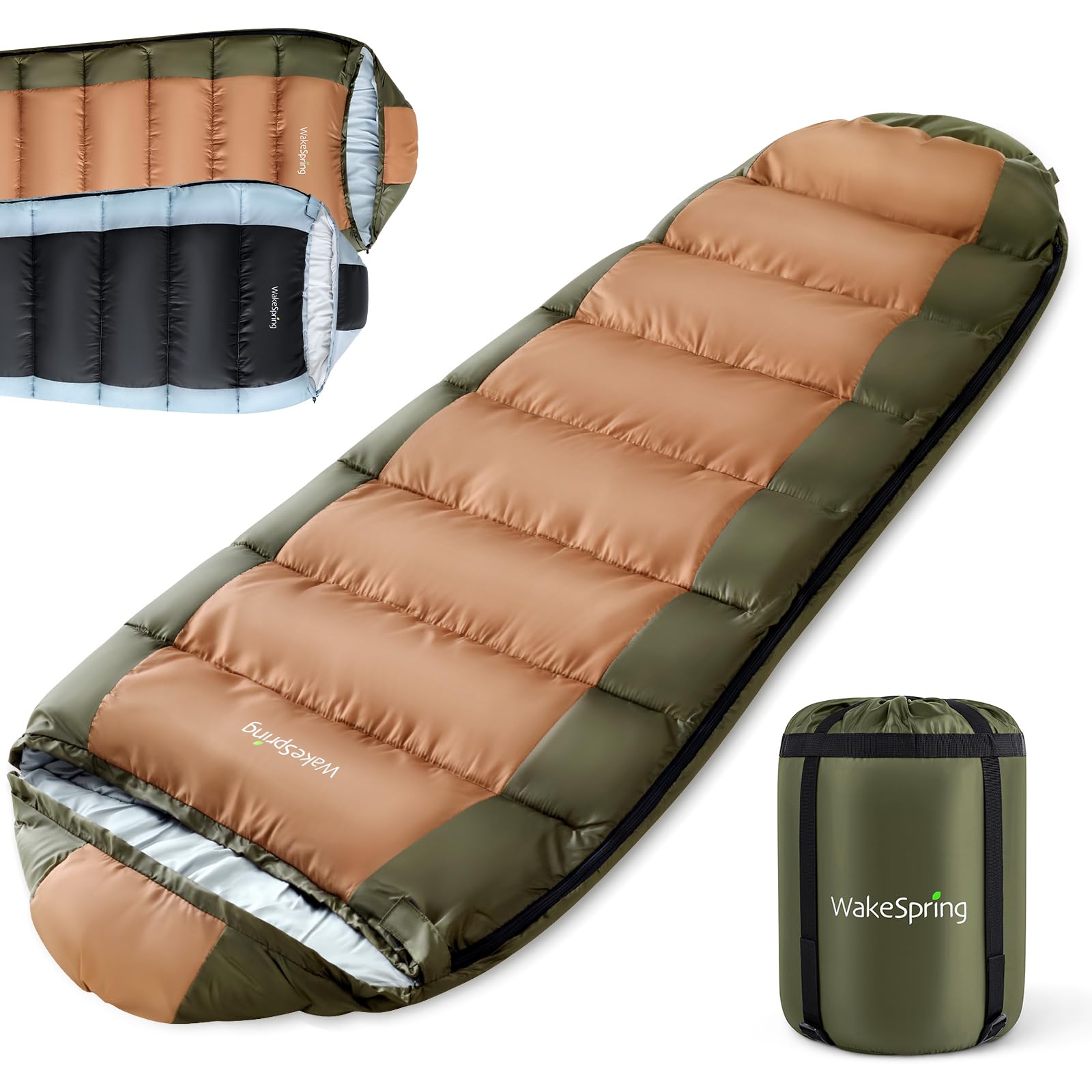 Sac de Couchage Momie 3 Saisons, Fibre Creuse 450 GSM | Forme Ergonomique Ajustée, Garnissage 450 GSM, Capuche Réglable, Zone Pieds 3D, Idéal Camping et Randonnée