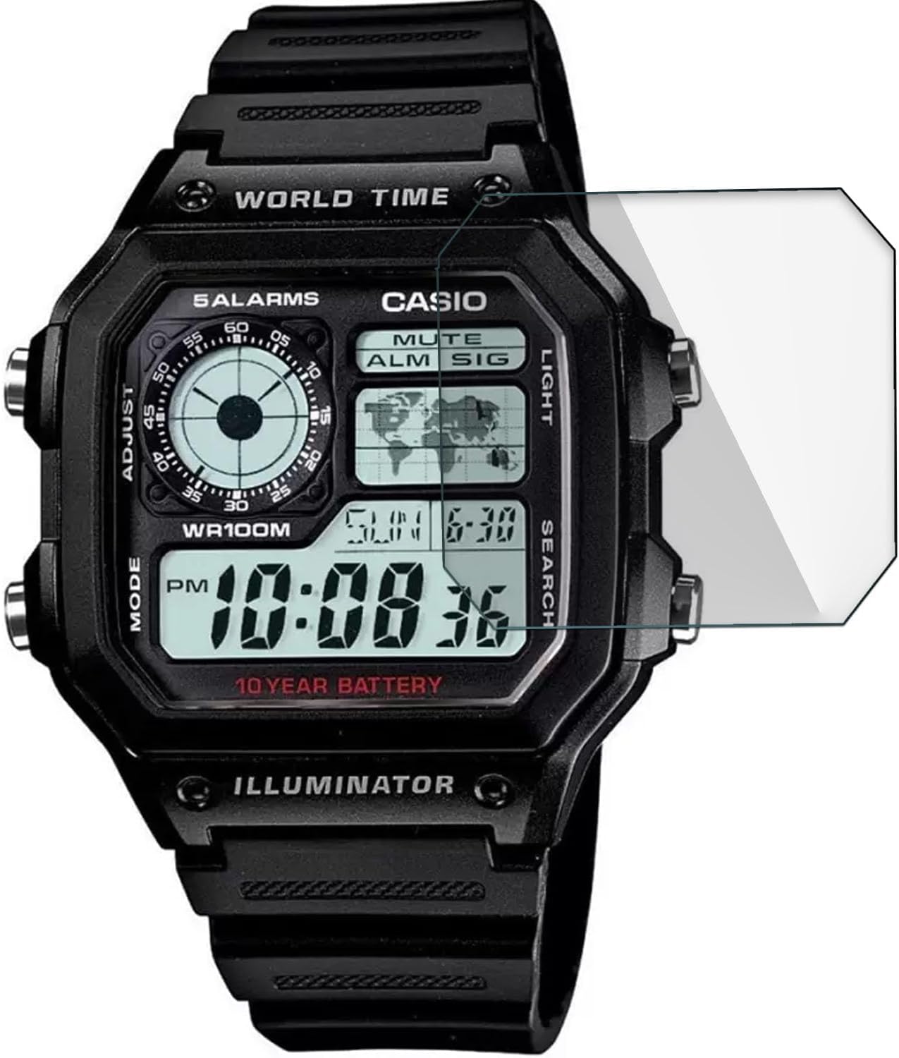 Screen Guard for Casio Watch-AE-1200WH-1AVDF (D097) (3 Pcs.) | 0.33mm Anti Shock Screen Protector | (CASIO-AE-1200WH-1AVDF-D097)