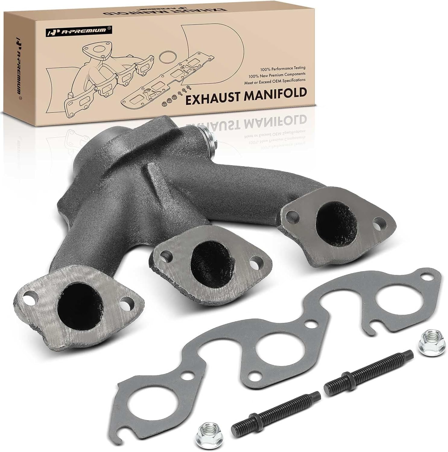 A-Premium Front Side Exhaust Manifold Kit W/Gaskets & Nuts [3.8L 3.9L 4.2L] Compatible with Ford Freestar 2004-2007, Windstar 1999-2003 & Mercury Monterey 2004-2007