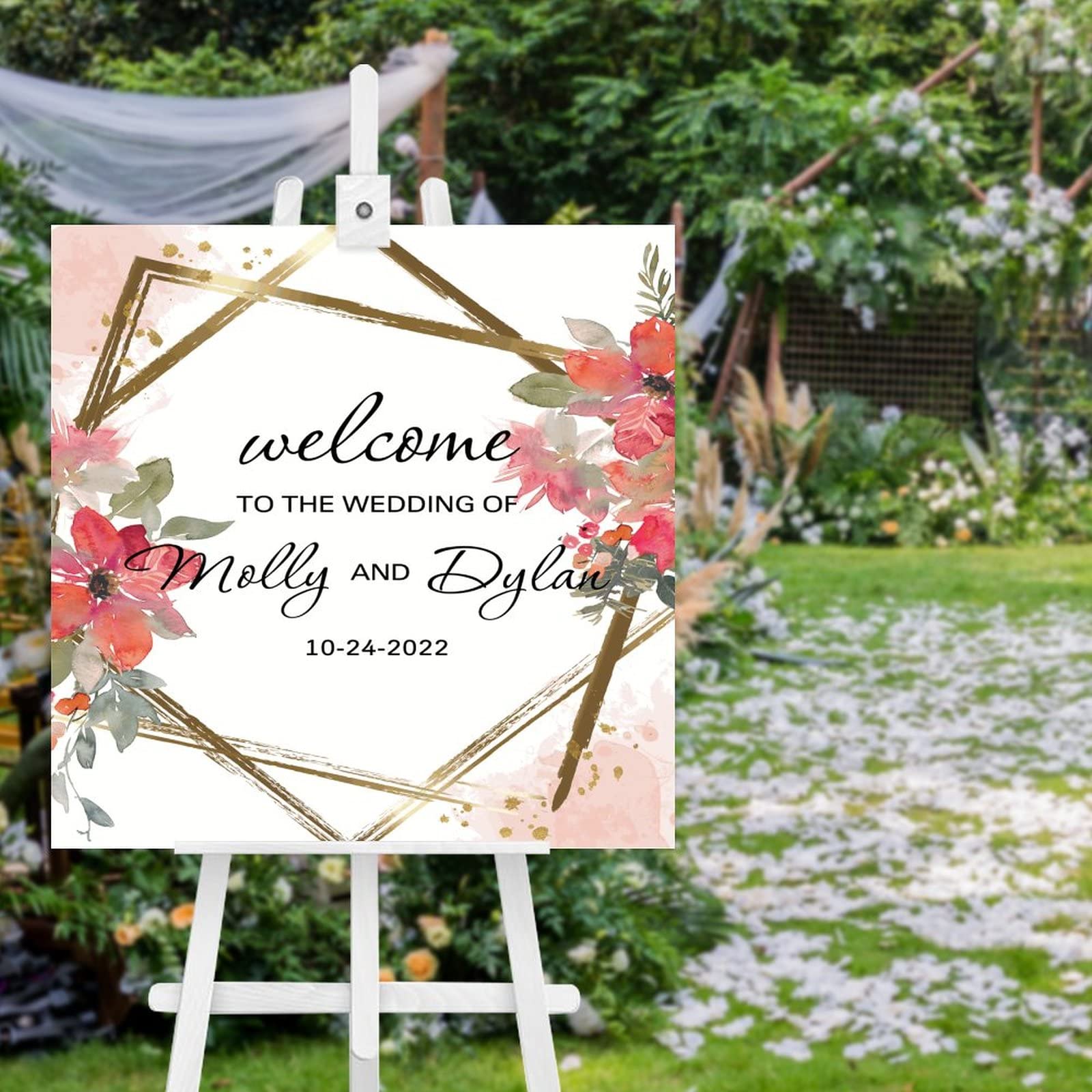 Holzschild mit Aufschrift "Welcome to The Wedding of Sign", Hochzeitsschild, Hochzeitsschild, Hochzeitsschilder, 50,8 x 50,8 cm