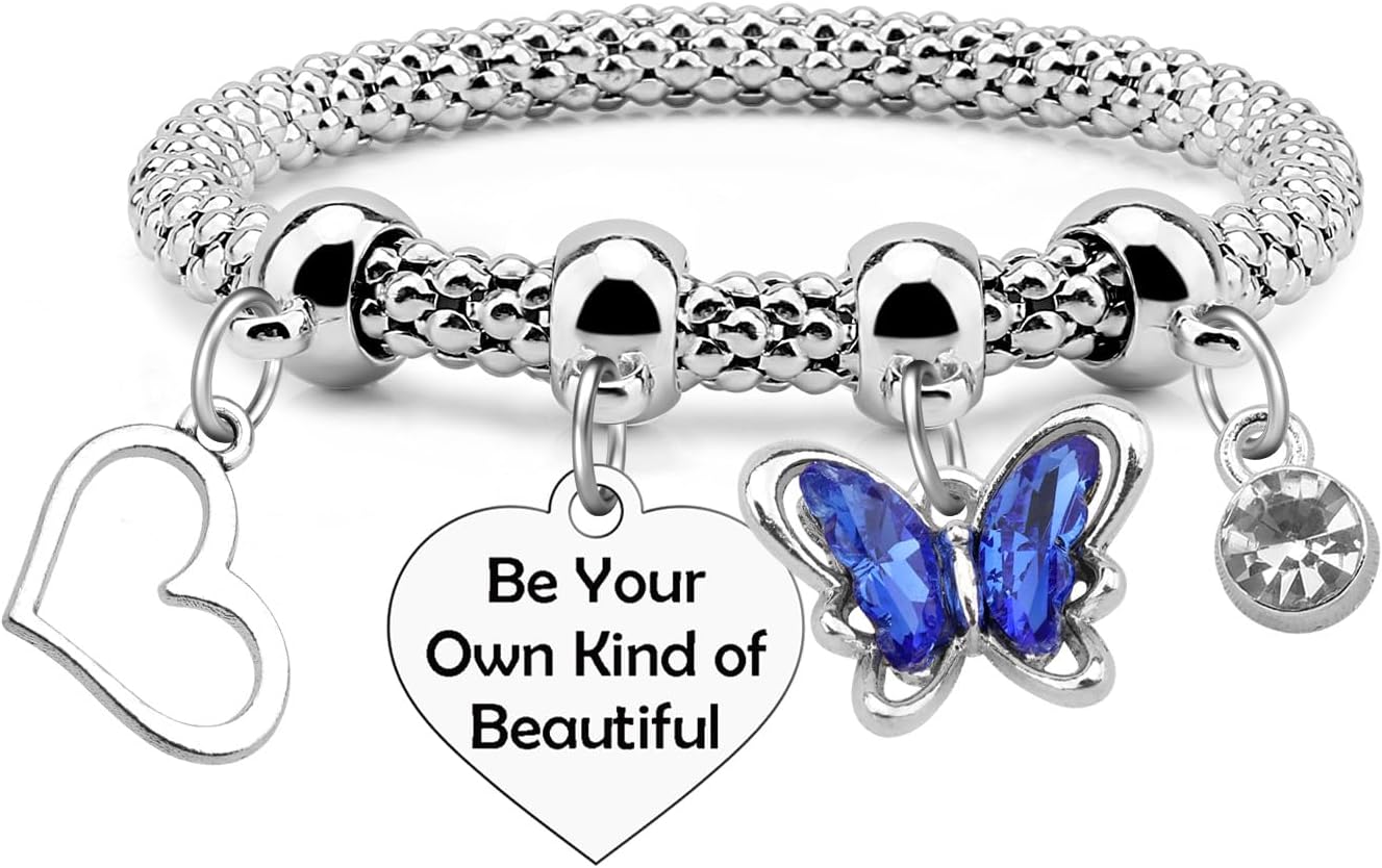 Inspirational Bracelet for Woman Butterfly Lovers Family Friend Encouragement Birthday Gifts for Daughter Sister Motivational Bracelets Christmas Graduation Present for Granddaughter Stretch Jewelry
