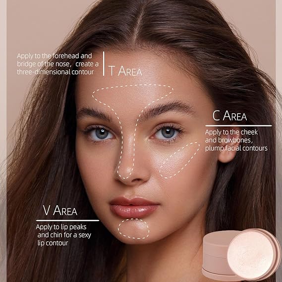 Baked Highlighter Makeup, All in One Blusher and Cream Highlighter, Highly Pigmented, All Over Face Glow, Glow Balm Dewy, Shimmer Glow Finish Face Makeup for Women (Pearl Color)