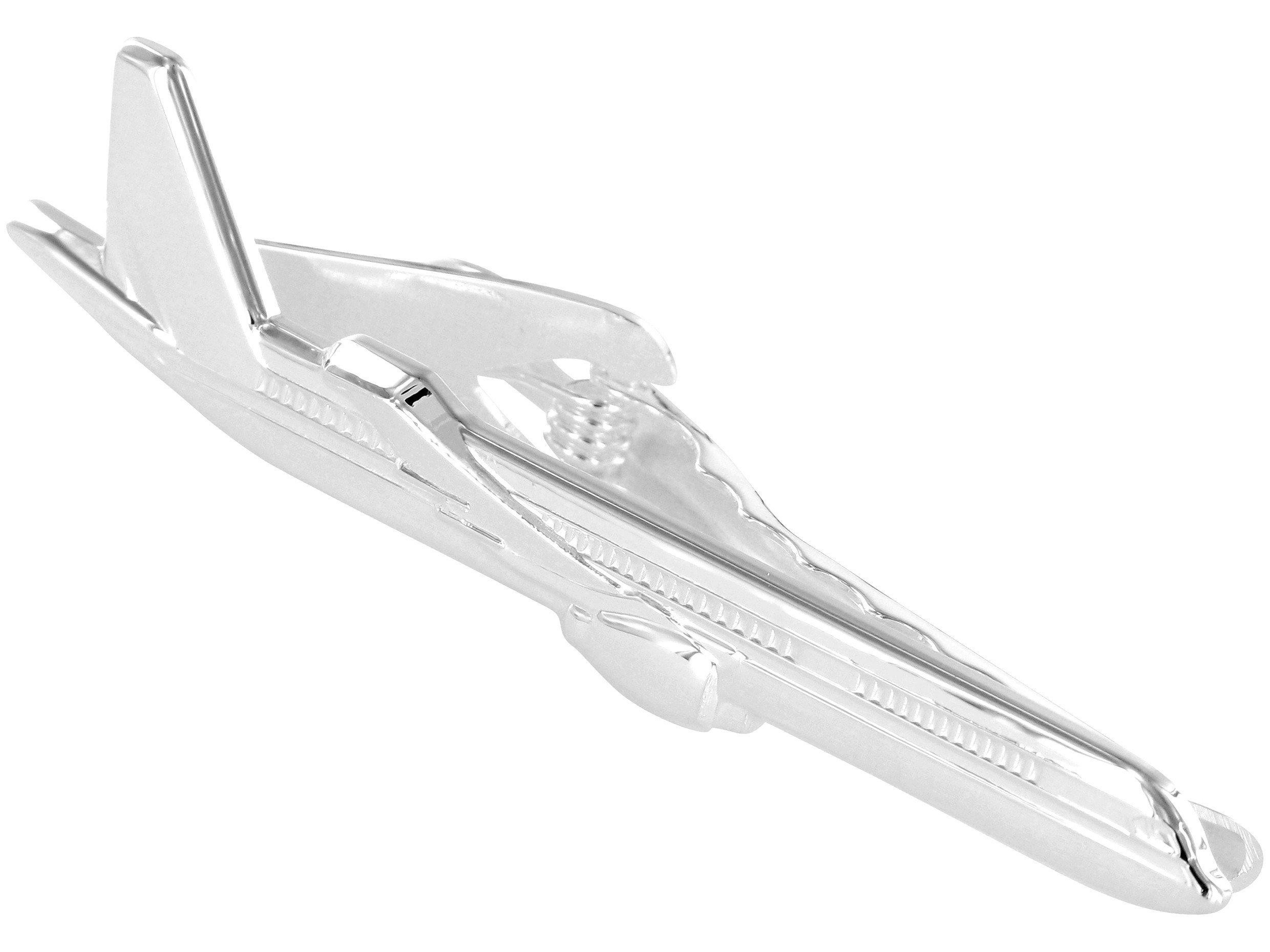 Grom Krawattenklammer/Krawattennadel Silber Flugzeug