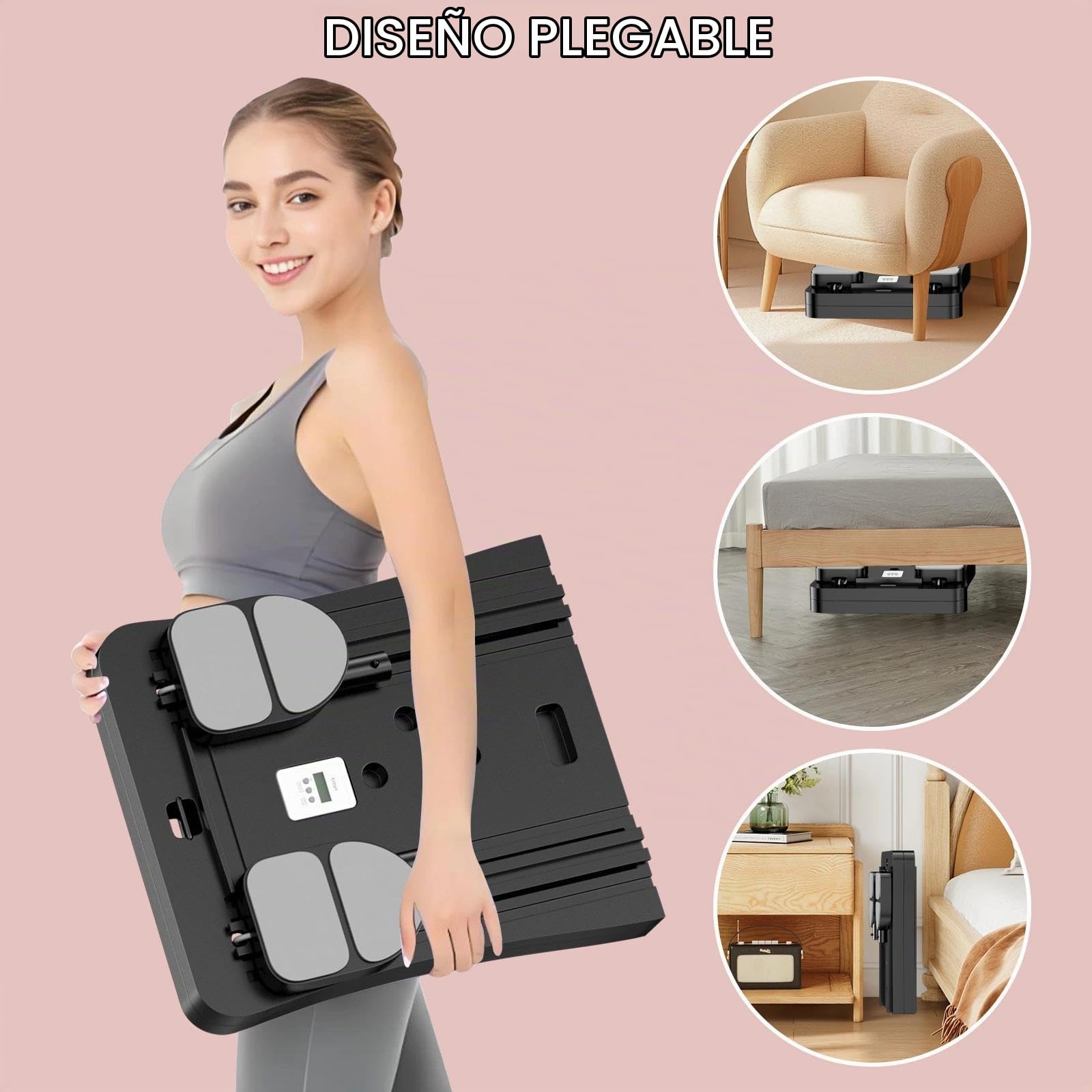 Fousenuk Maquina Pilates para Casa con Temporizador, Reformer Pilates Maquina, Maquina Pilates, Tabla Pilates Multifuncional, Tabla de Pilates Plegable para Entrenamientos de Cuerpo Completo(Negro)