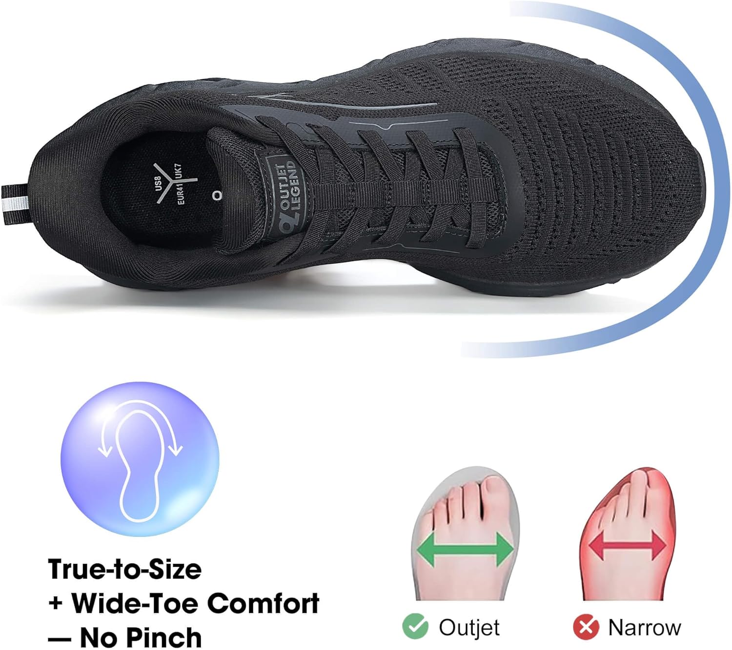 OL OUTJET LEGEND Men's Slip-On Walking Shoes Breathable Running Sneakers Hands-Free Cushion Tennis Shoes Non-Slip Gym Workout Sports Athletic Cross Training Fashion Wide Toe Sneakers - Image 5