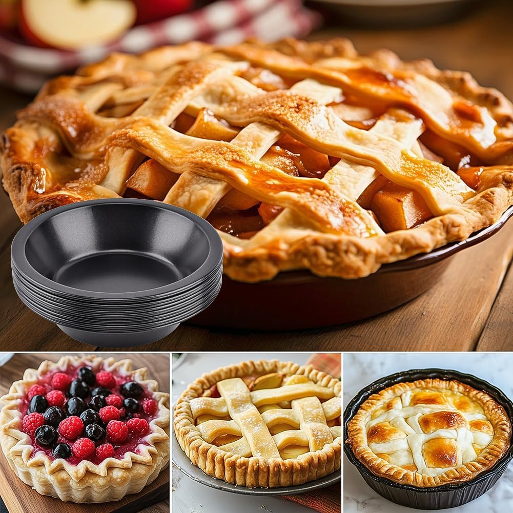 12 Pack Mini Pie Pan Set - 5 Inch Reusable Round Pie Tins - Nonstick
