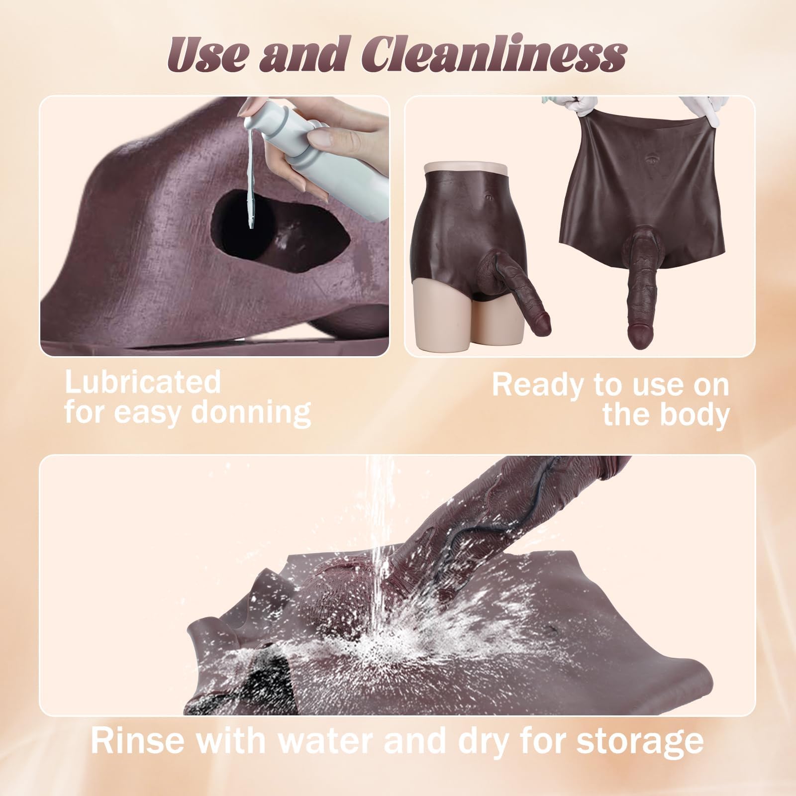 Tacchi di Silicone per Strap On 9.76in con Cintura Elastica, Dildo Realistico Nero per Uomini Gay, Panties con Ingranaggio per Gioco Anal e Coppia, Seta Flessibile per Uso Intimo
