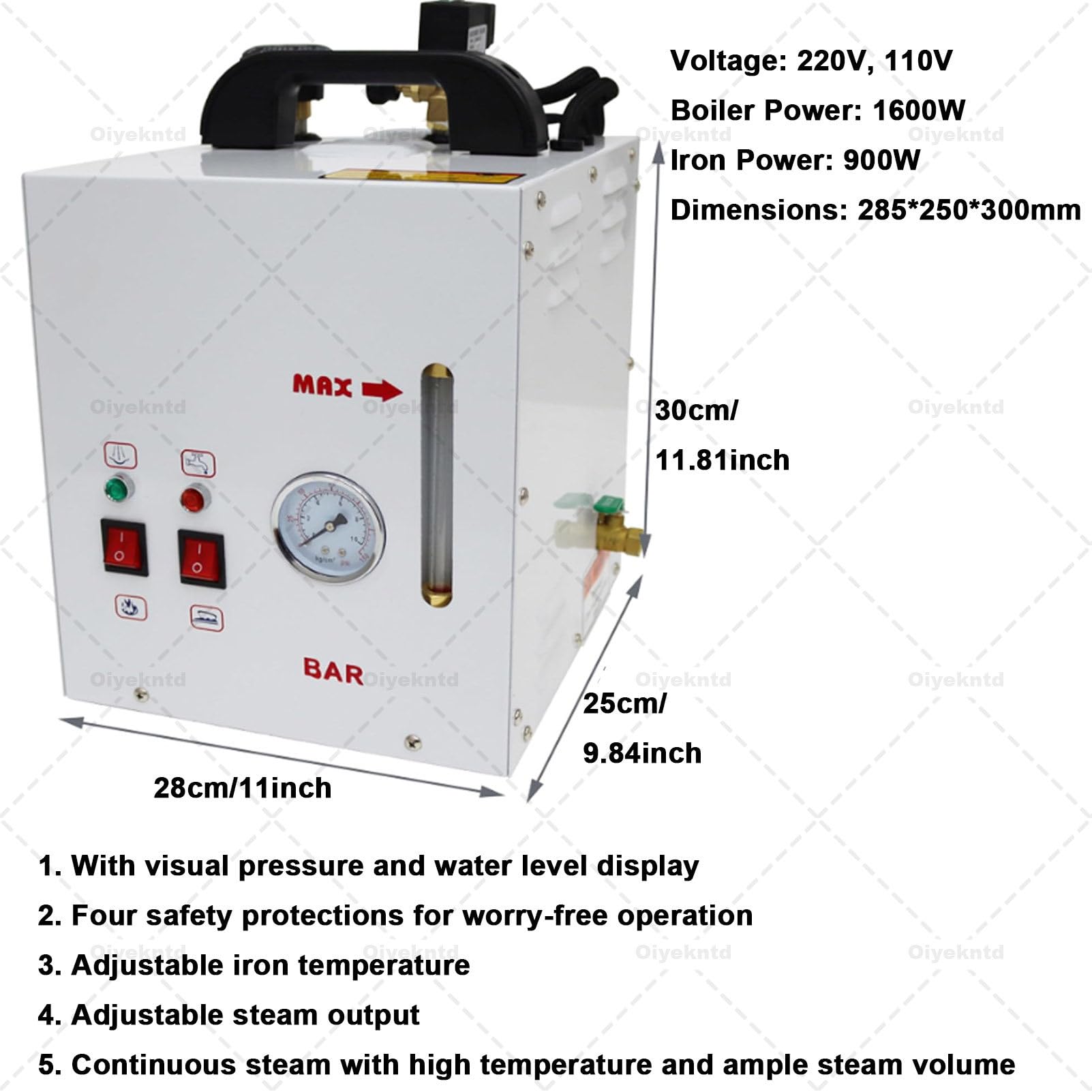Przemysłowa stacja parowa o mocy 1600 W, bojler 4 l, głowica żelazka 900 W, profesjonalne komercyjne elektryczne żelazko parowe do sklepów odzieżowych, pralni i fabryk
