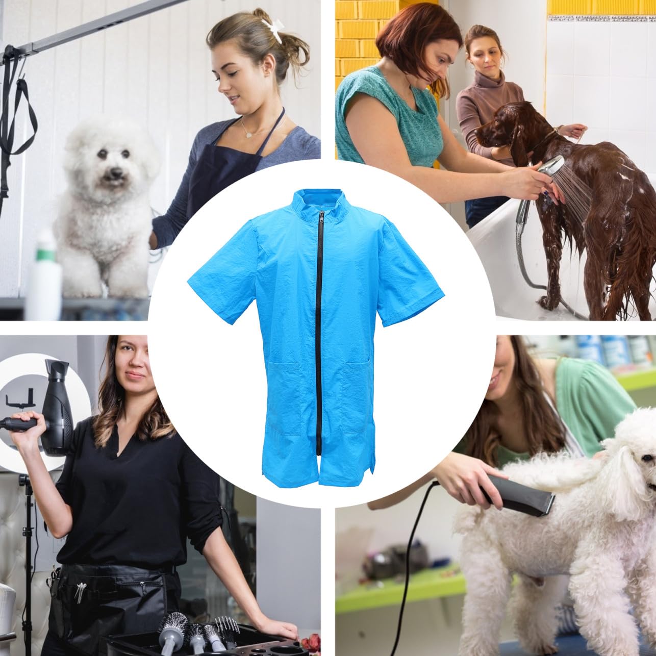 Toddmomy Tablier Uniforme de Travail Confortable en Nylon Bleu pour Cosmétologue Imperméable Protection Anti-humidité pour Animaux de Compagnie Adapté Salon de Toilettage