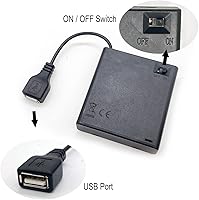 Vista 4 de Paquete de 2 cajas de batería 4AA, 4 soportes de batería AA con cable USB, 6 V (4 x 1.5 V), 4 ranuras x caja de batería de 1.5 V con interruptor