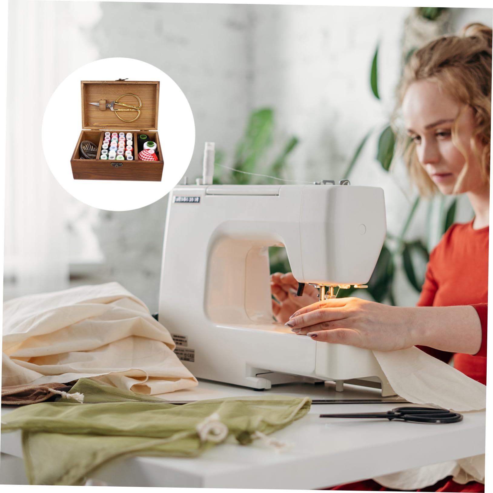 DOITOOL 2 Set Strumenti da Cucito Scatola Legno Kit Completo e Portatile per Cucito Diy Organizzatore per Casa