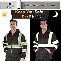 Vista 86 de sesafety Sudadera de seguridad de alta visibilidad para hombre, sudadera con capucha reflectante con cremallera clase 3, sudadera con capucha