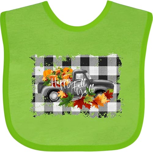 Miniatura 1 de inktastic It's Fall Y'all Vintage Truck con flores de otoño babero para bebé