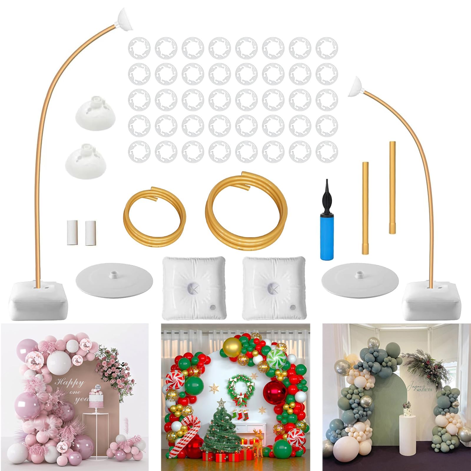 2,5 m & 1,5 m Ballonbogenständer Kit, Halbbogen Ballonsäulenständer, Bodenballonständer für Hochzeit, Geburtstag, Abschlussfeier, Geburtstag, Weihnachten, Halloween