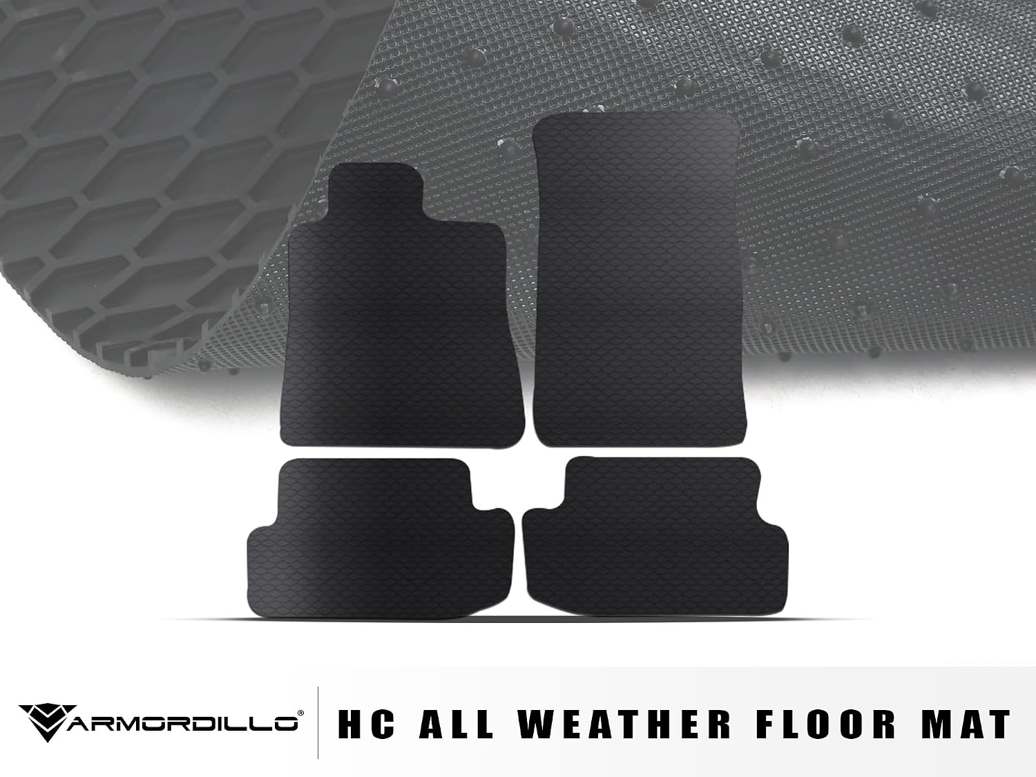 Armordillo USA 8706695 Honeycomb Hex All Weather Rubber Floor Mats 4 Pieces - Black Fits 2016-2022 Chevy Camaro