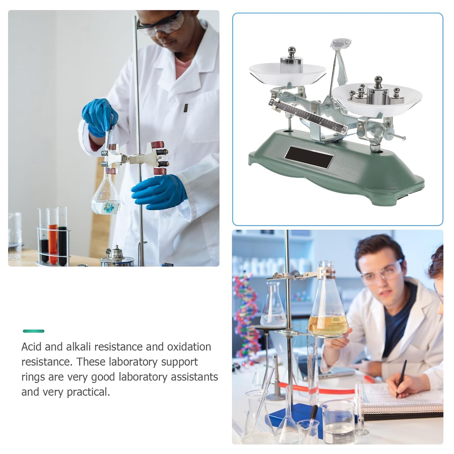 Portable Three-Rod Balance Scale 200g Capacity Mechanical Scientific Balance Scale with 6 Weights and Tweezers for Classroom Laboratory Experiments and Teaching