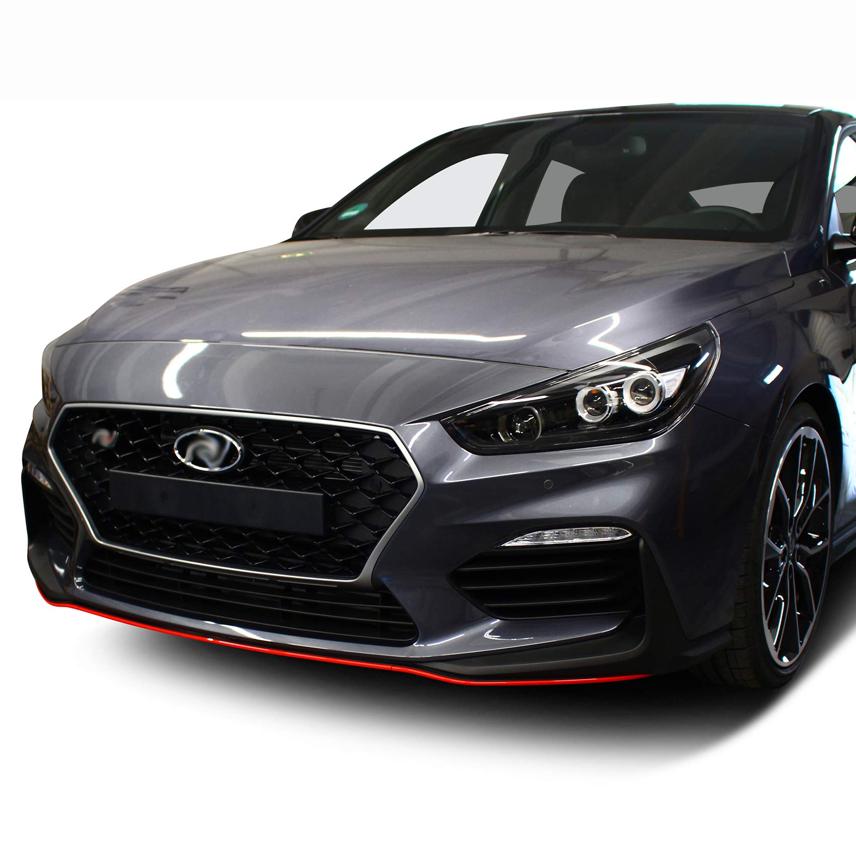 Frontschwert Designline Folie Dekor für Fahrzeug Front Auto Aufkleber selbstklebend Kfz Zubehör Streifen Zierleiste Passgenau D017 (Rot)