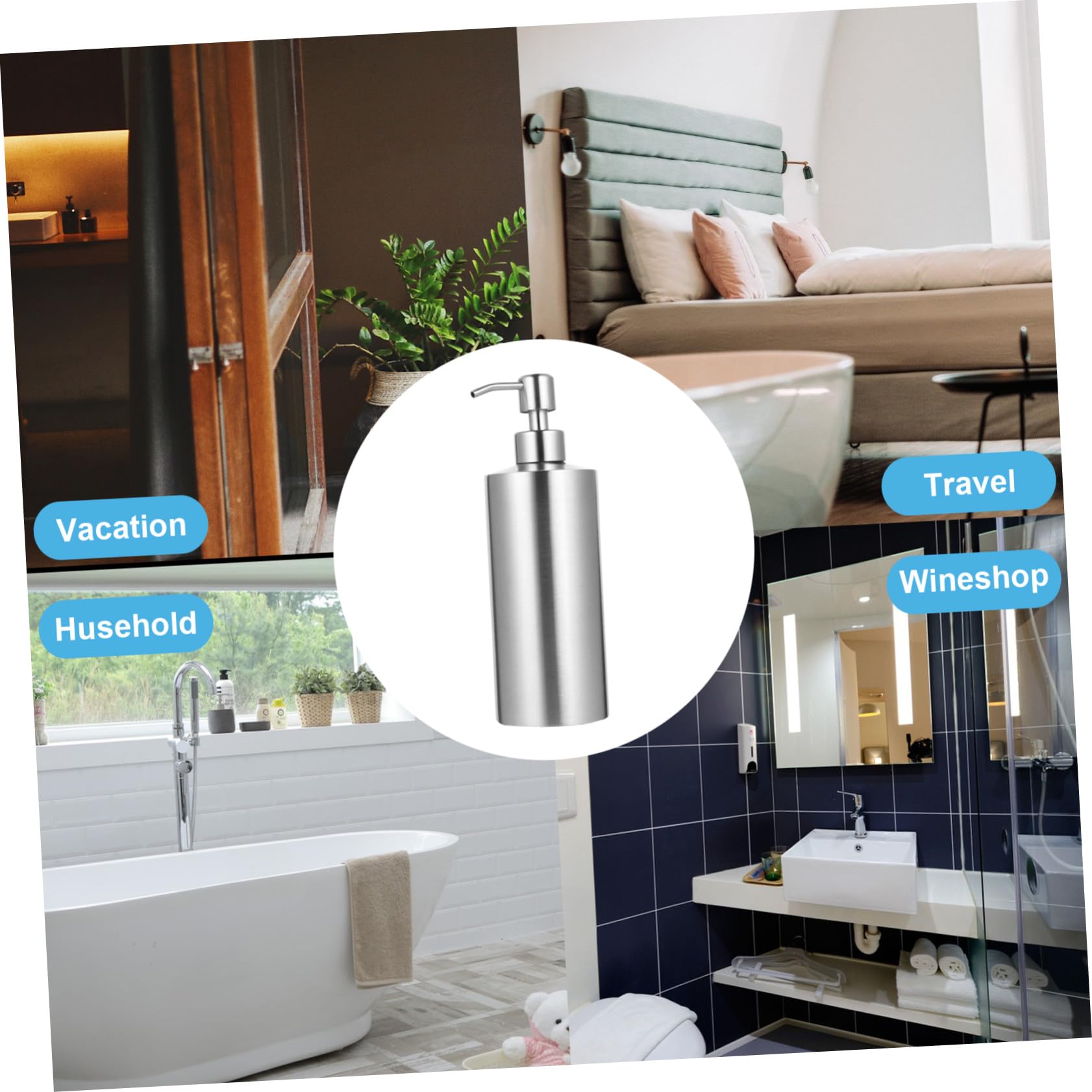 Botella Dispensadora de Loción Operación Simple y Estética Elegante de Acero Inoxidable 304 Diseño de Presión de 250ml para Uso Hogar y Hotel