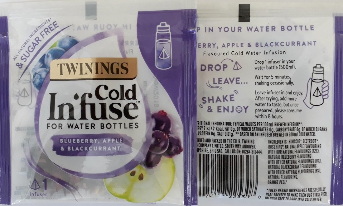 12 x Twinings Cold Infuse ~ Blueberry, Apple & Blackcurrant ~ Individually Enveloped