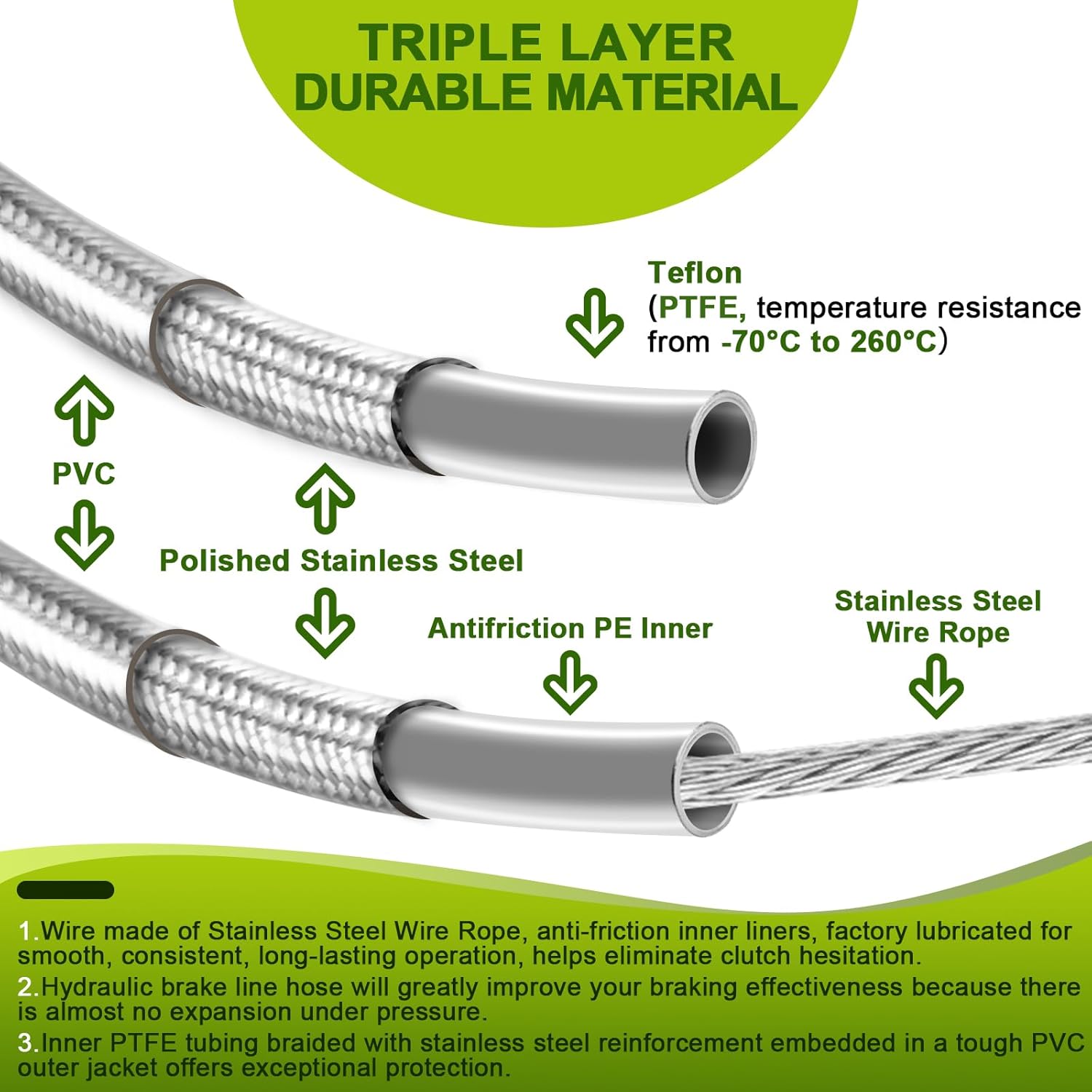 Mofun Chrome Throttle and Idle Cable Kit & Non-ABS Front Brake Line & Clutch Cable Compatible with Harley Softail Fat Boy Night Train Deuce 2000-2004 2005 2006, Fit 16"-18" Handlebar