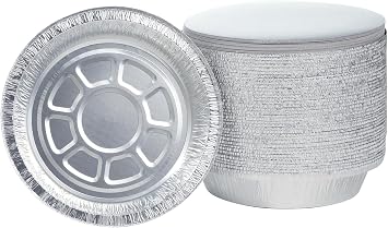 Waytiffer 60 Pack Aluminum Pans 7 Round Disposable Foil Pans With Lids -Small Aluminum Pans,7 Inch Disposable Aluminum Tin for Roasting Baking Cooking