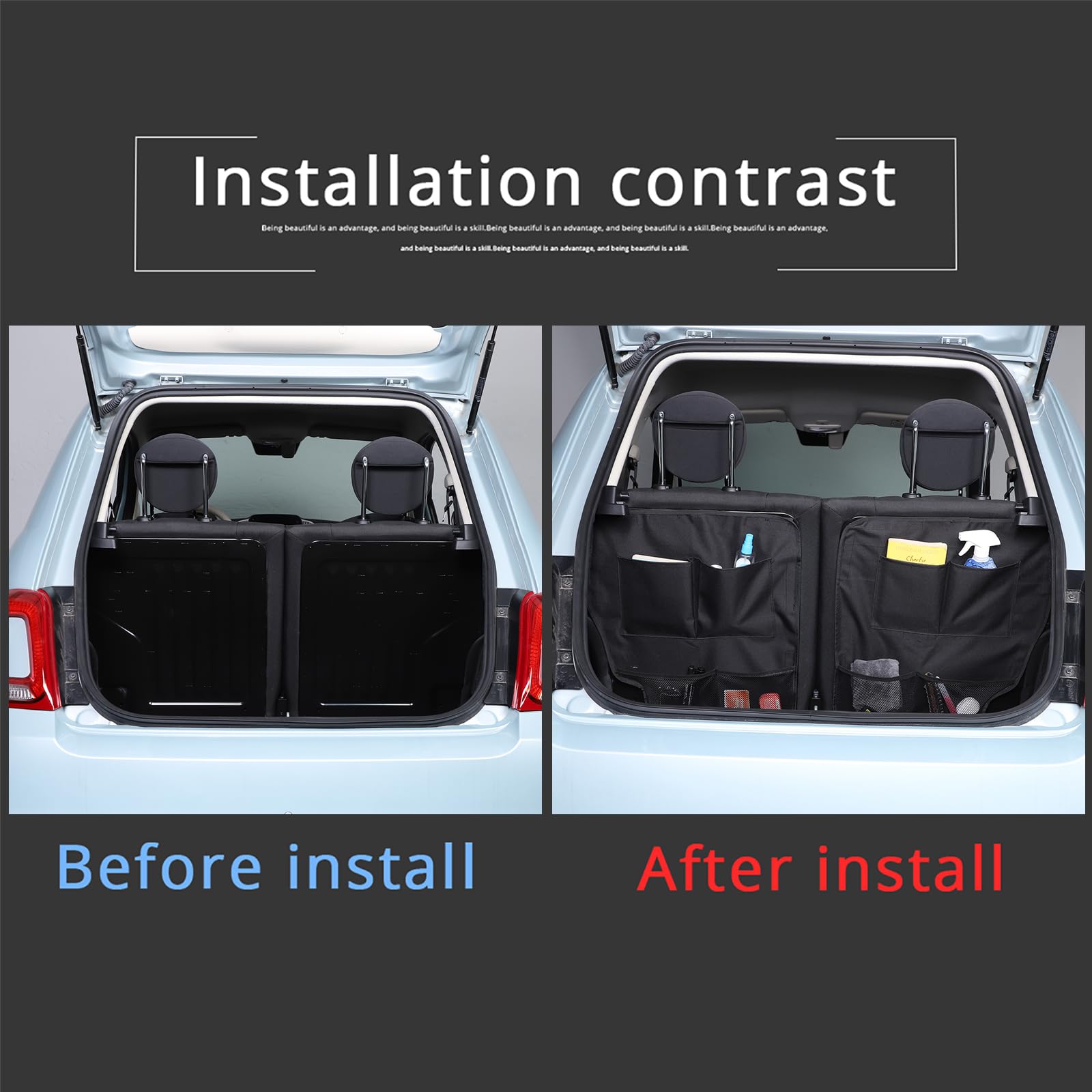 PIUGILH Organizer per bagagliaio, adatto per Fiat 500 2016 – 2024, per sedile posteriore, per bagagliaio, per auto, accessori interni