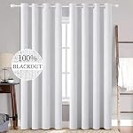 MIULEE 100% Blackout Linen Curtains for Bedroom Thermal Insulated Grommet Room Darkening Curtains & Drapes for Living Room, Ivory, 52W x 90L inch (2 Panels)