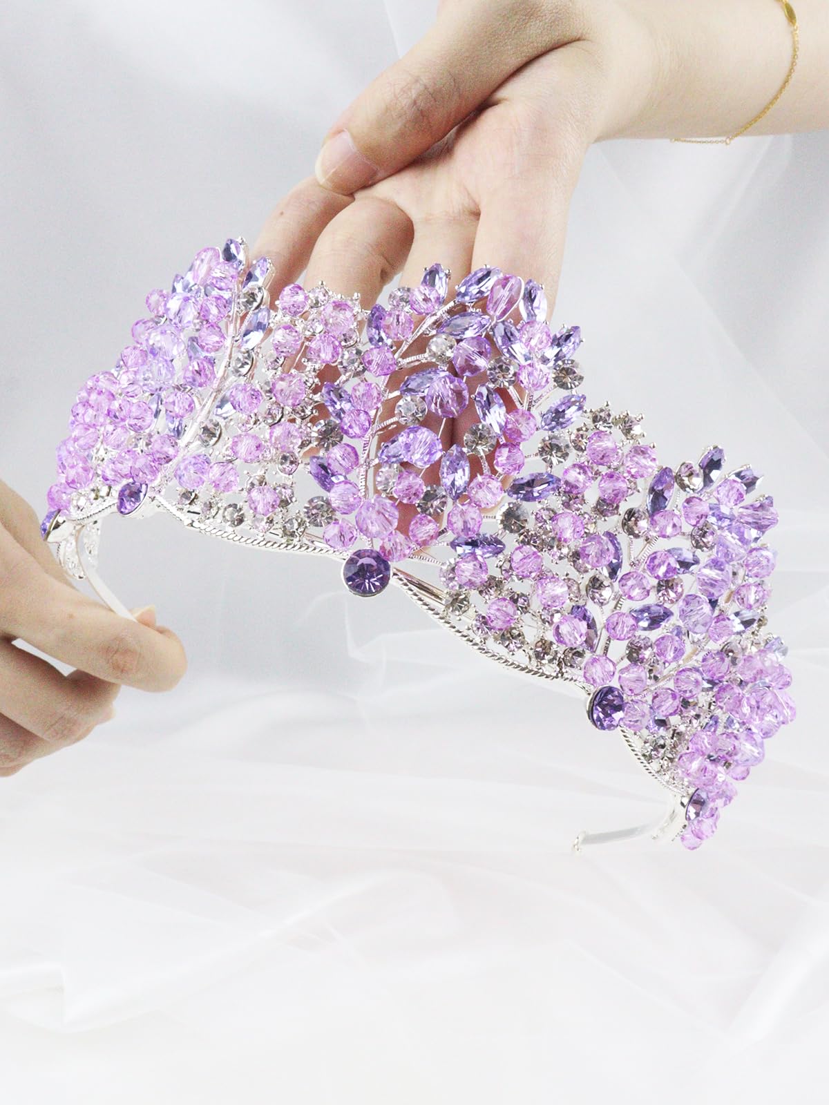 Tiaras y coronas de reina barroca con diamantes de imitación para mujer, diadema brillante de princesa hecha a mano de cristal para quinceañera, Halloween, cumpleaños, baile de graduación,