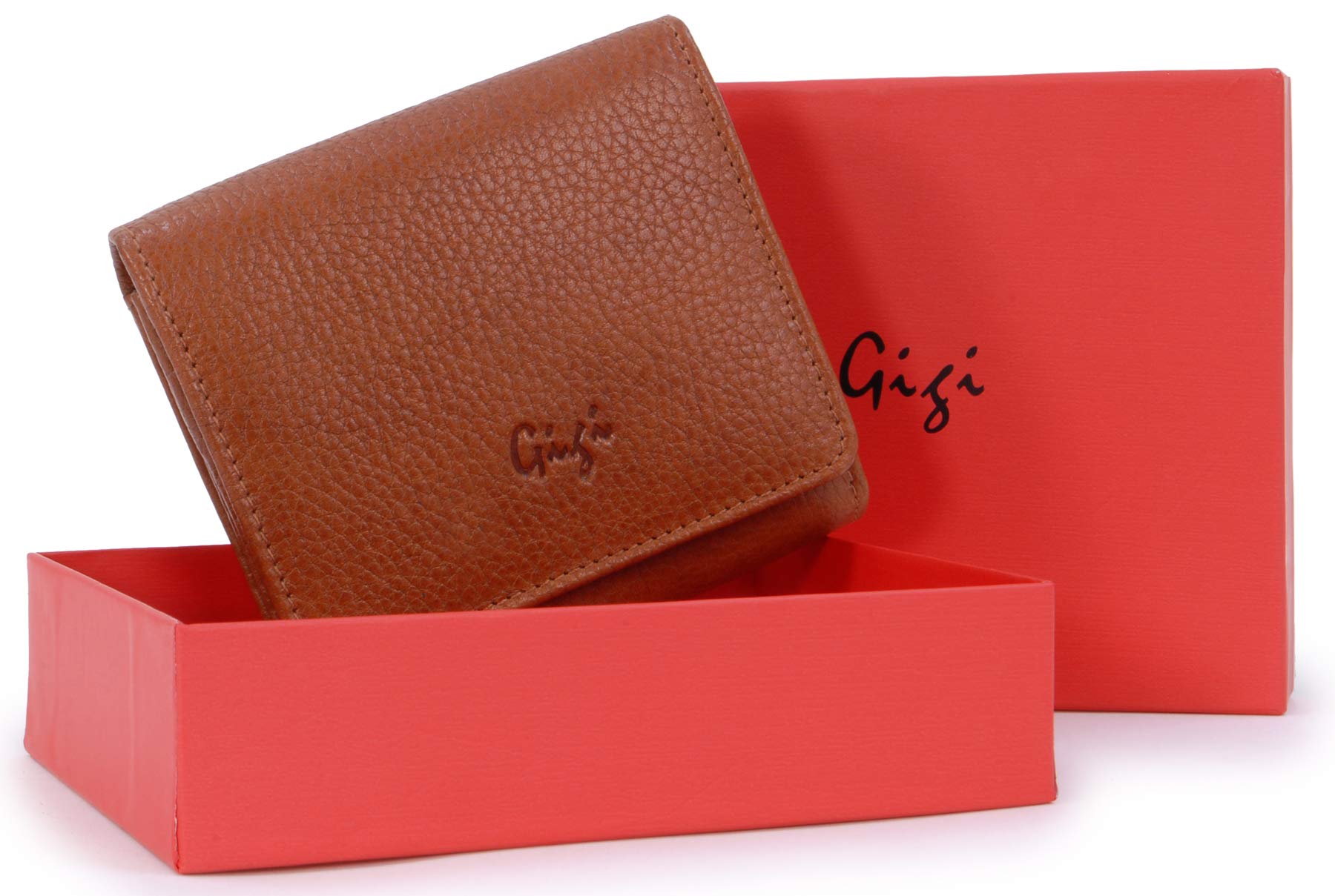 Gigi - Portafoglio in Pelle - Porta Carte Donna - Portamonete Medio - Borsellino - con Scatola Regalo - 4285 - Marrone Chiaro