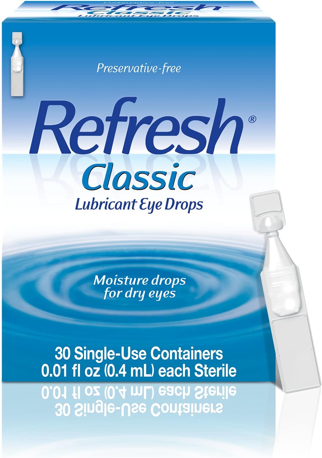 Classic Lubricant Eye Drops For Dry Eyes, Preservative-Free, 0.01 Fl Oz Single-Use Containers, 30 Count
