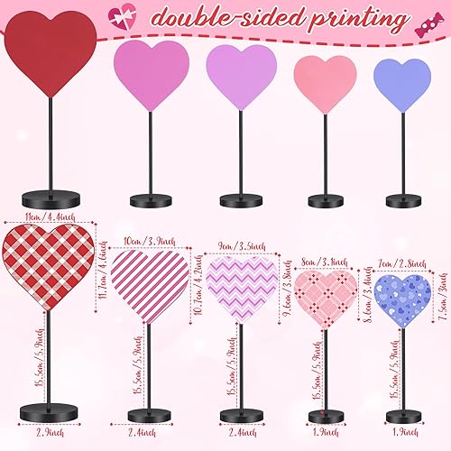 Miniatura 2 de Juego de 5 letreros de madera con forma de corazón de madera para el día de San Valentín, decoración de mesa con forma de corazón, centro de mesa,